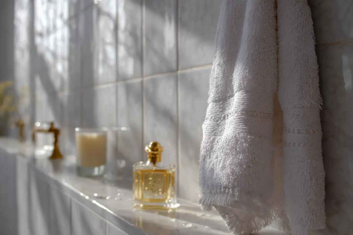 Pilha de toalhas macias e absorventes, simbolizando o fim da frustração. Chega de toalhas que não secam!