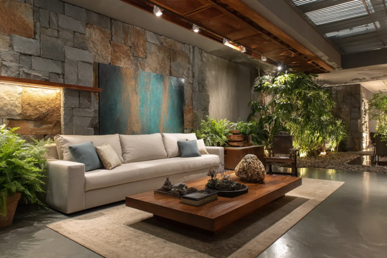 Cimento queimado moderno e durável: Adeus parede sem textura