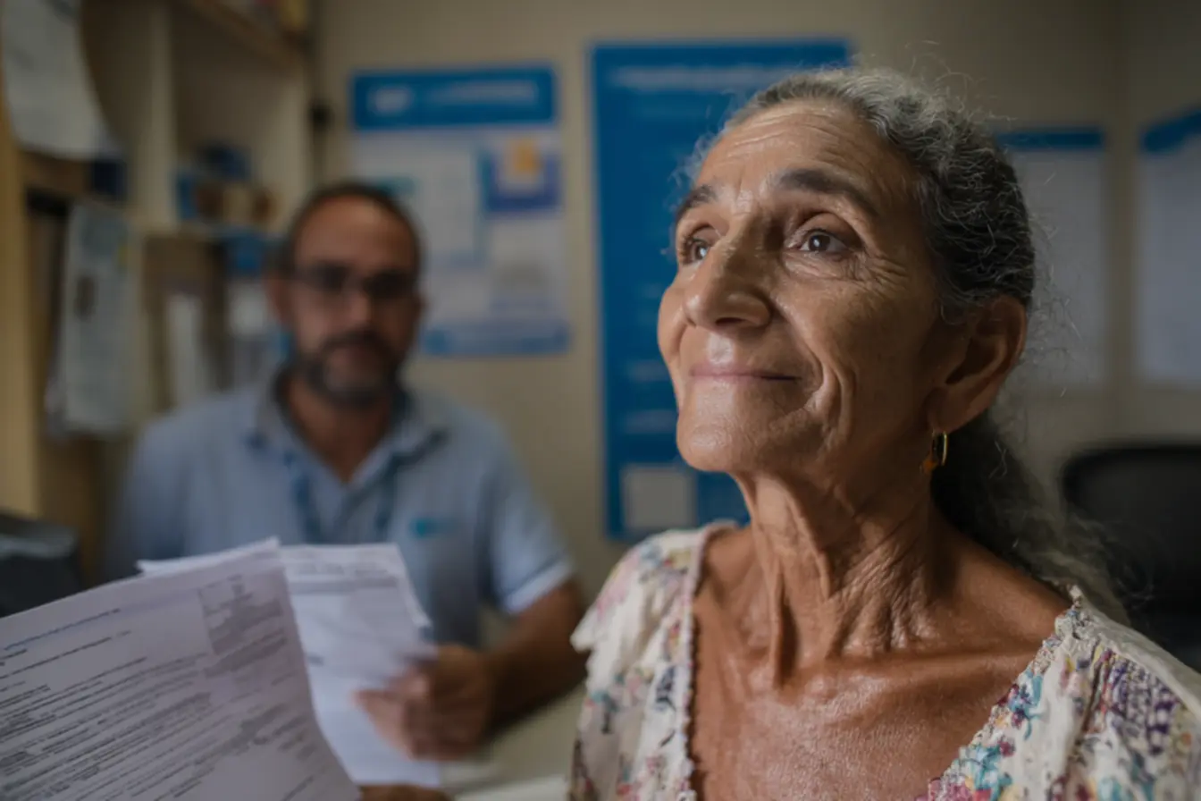 Homem utilizando o aplicativo Meu INSS para verificar a situação da prova de vida.