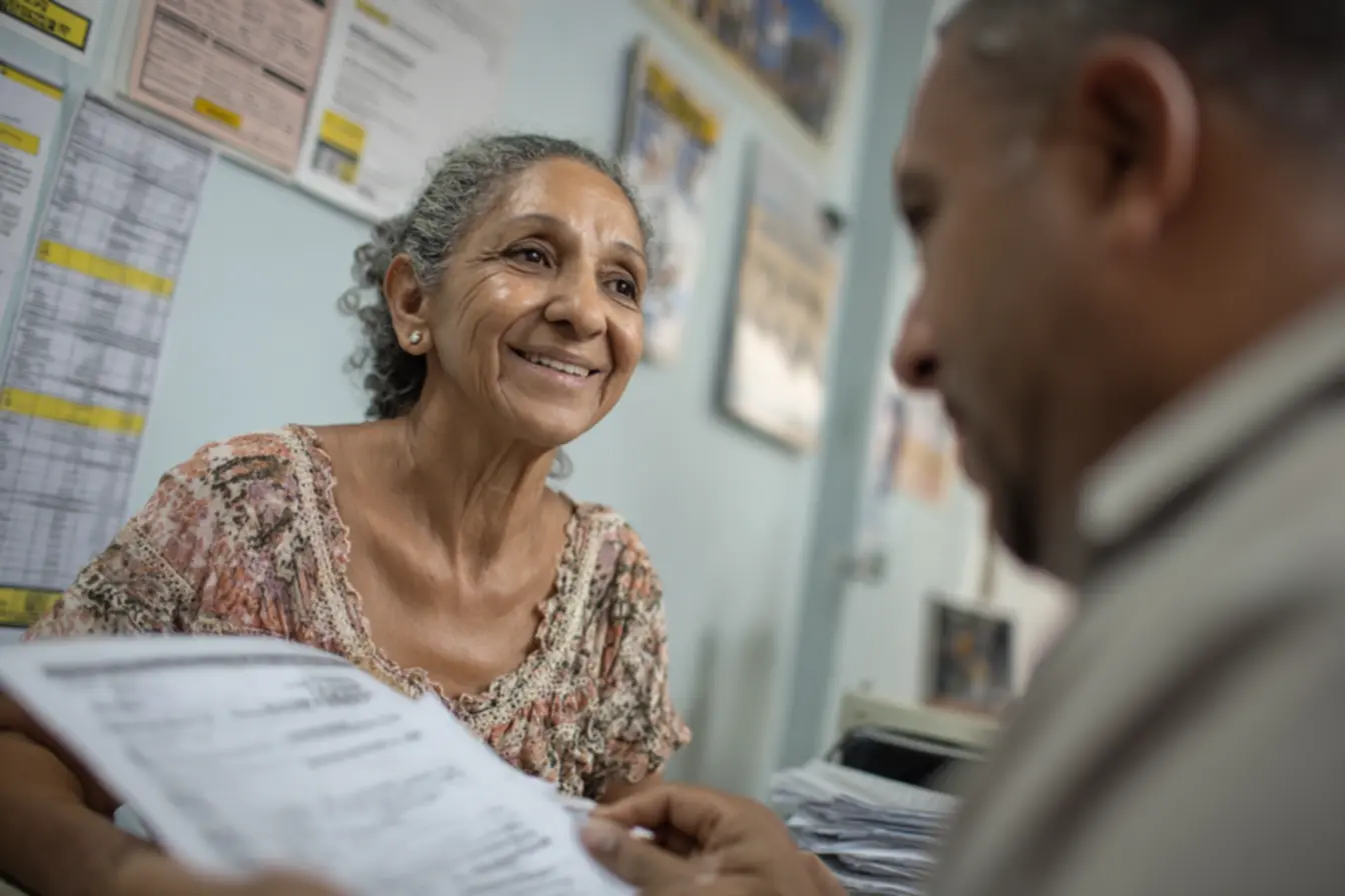 Servidores do INSS auxiliando beneficiários com a prova de vida.