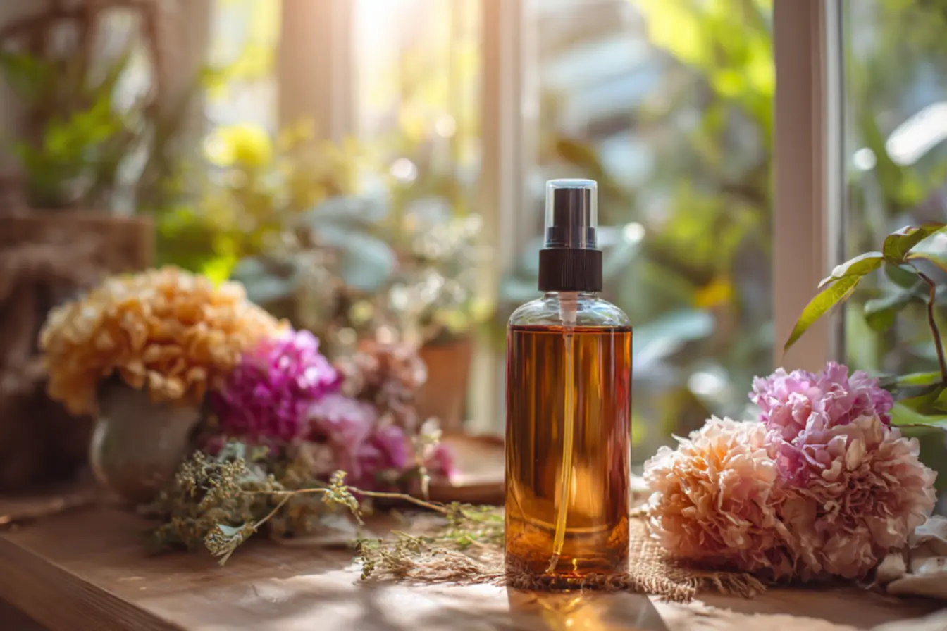 Spray perfumado caseiro de limão e alecrim.