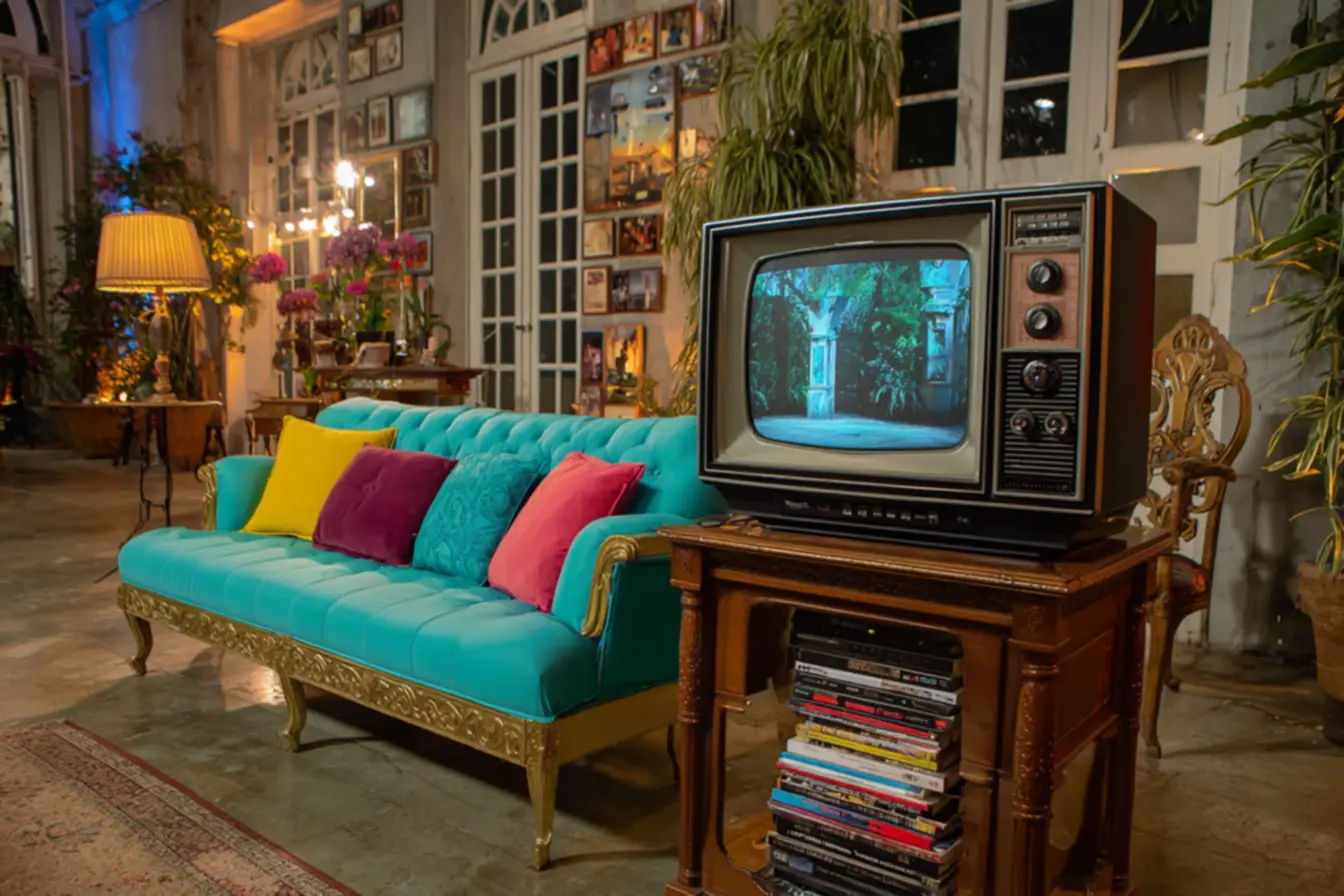 Elenco reunido em cena de novela clássica brasileira