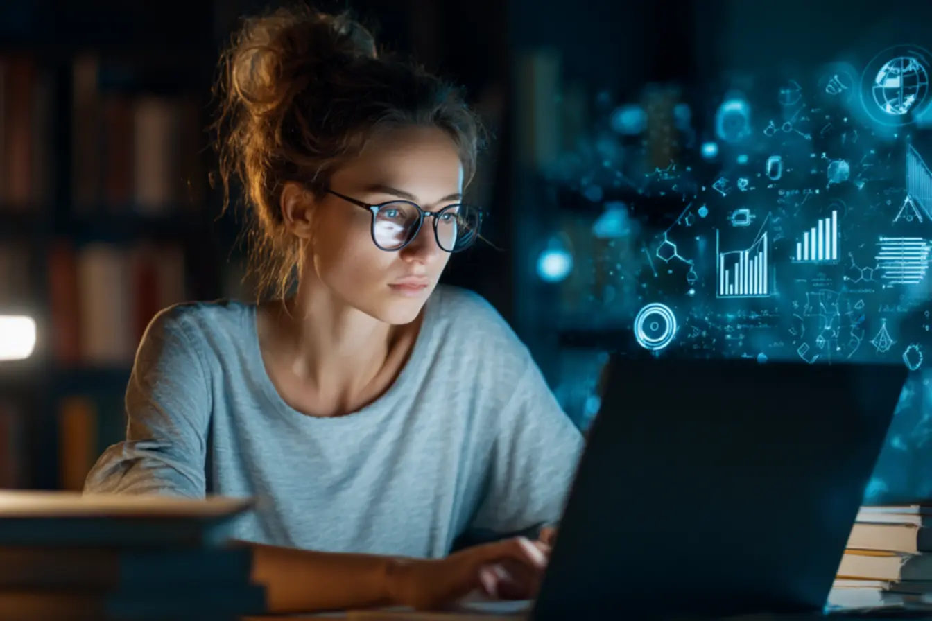 Professor preparando material para curso online