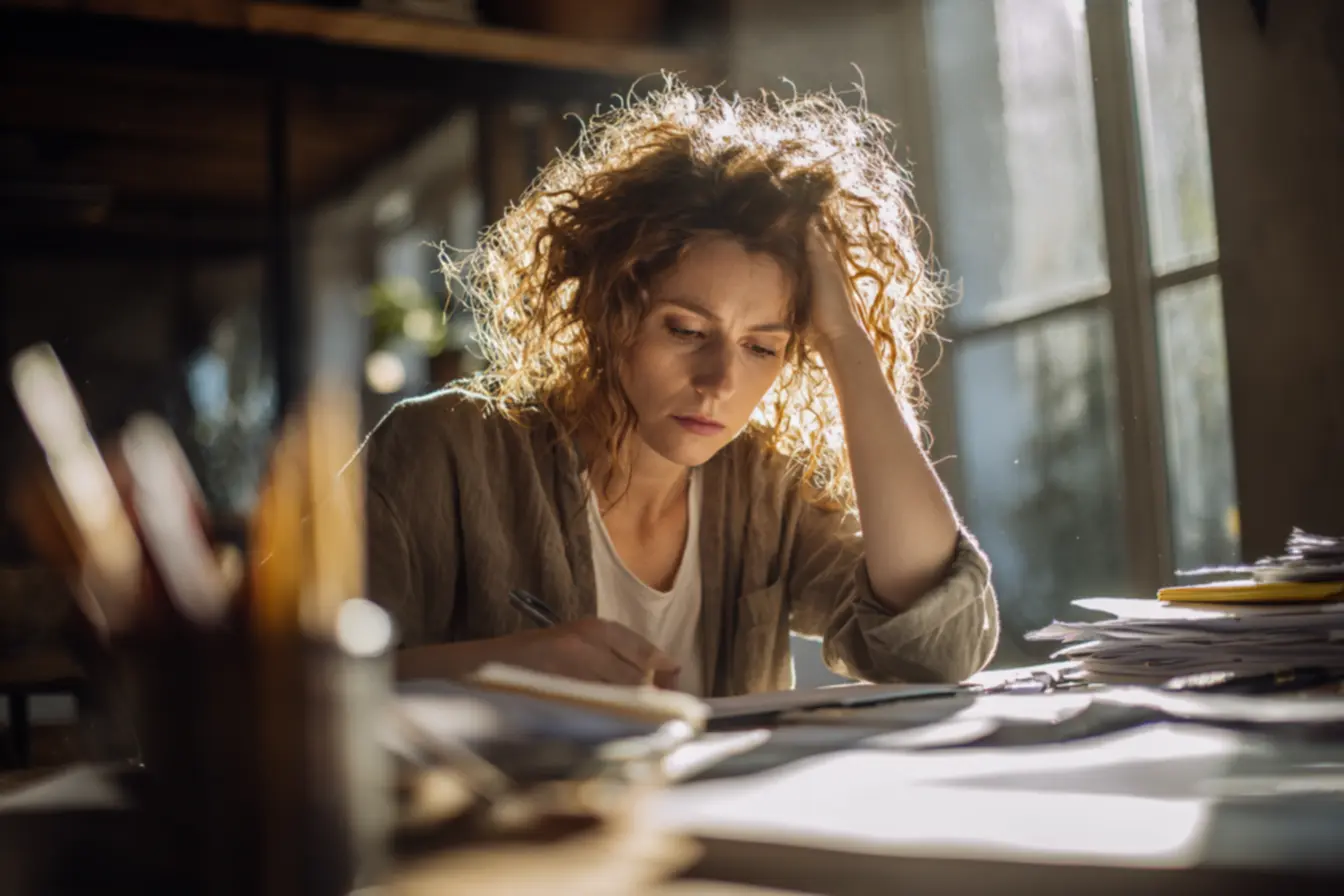 Pessoa meditando em um ambiente tranquilo, refletindo a paz de organizar seu espaço