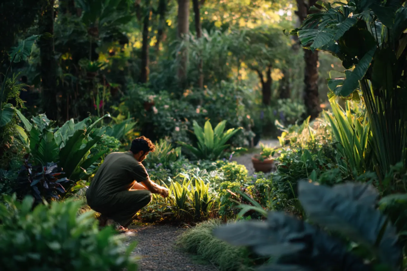 Plantas de sombra em ambiente úmido com folhagens tropicais saudáveis
