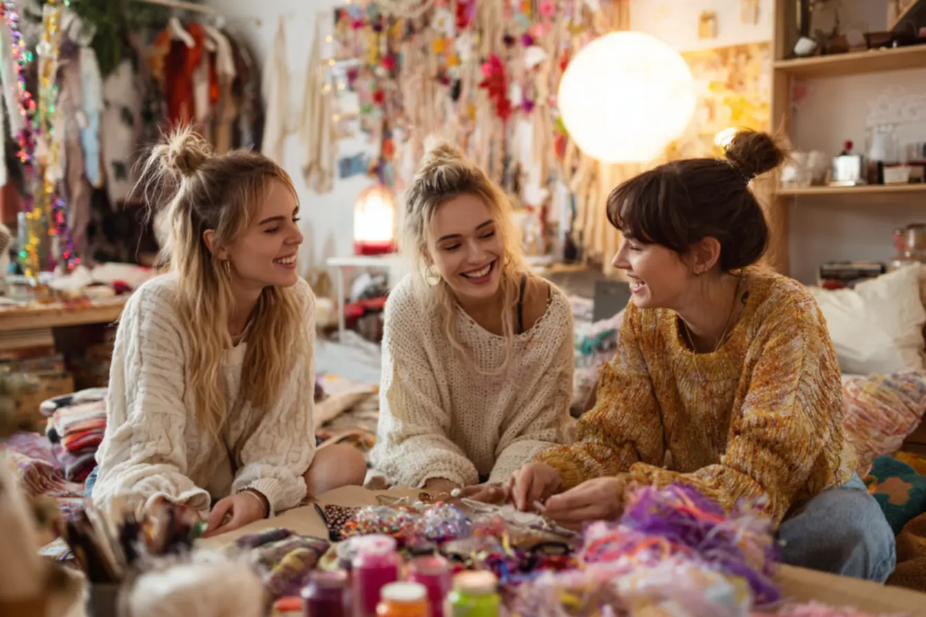 Trio avaliando fantasia feminina acessível com critérios de conforto e custo