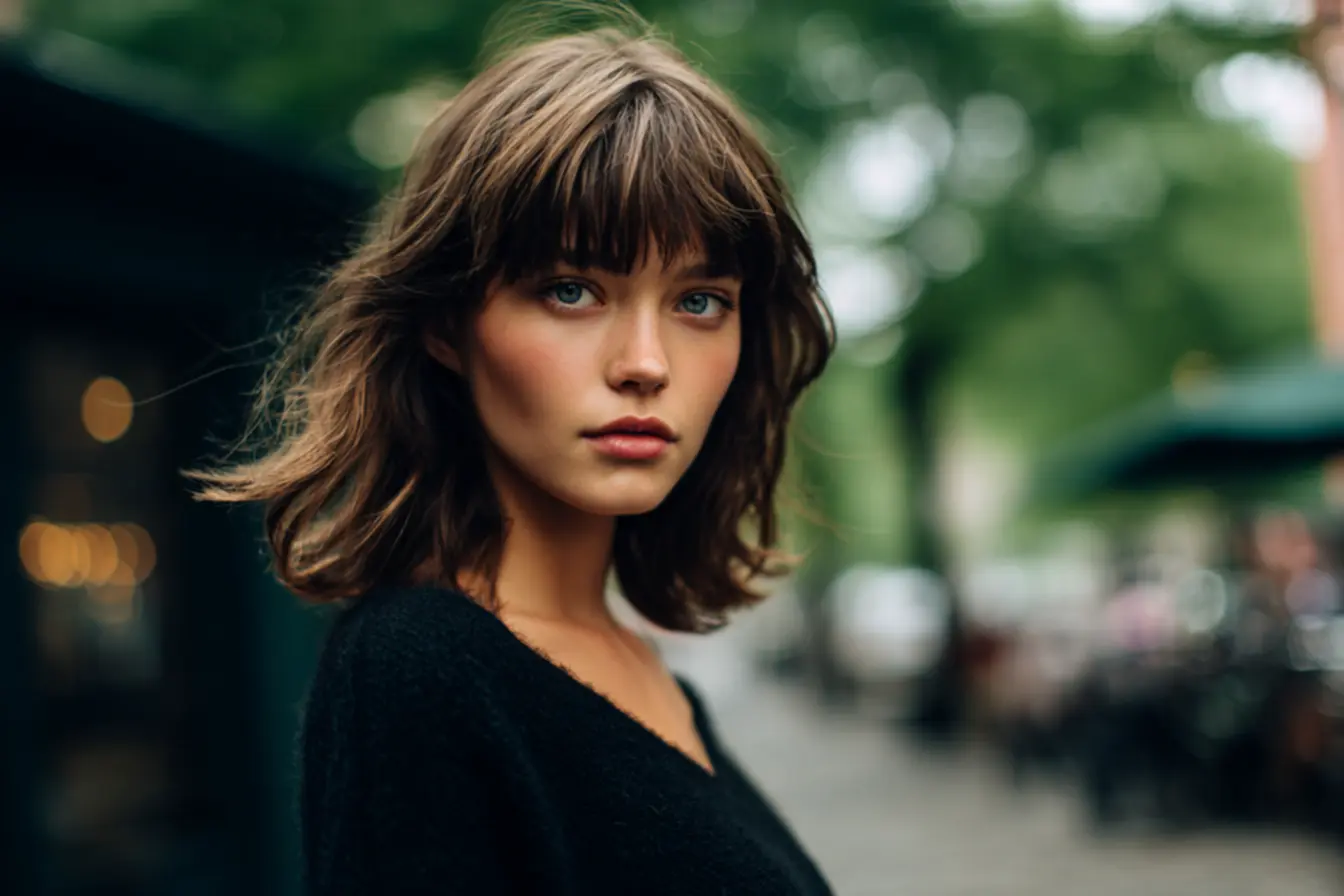 Tipos de franja em cabelo médio e estilos de corte modernos