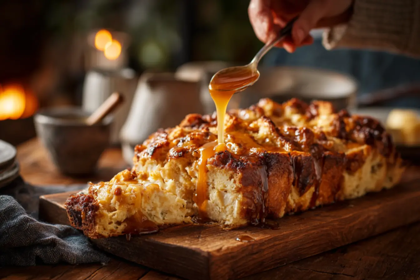 Ingredientes para pudim de pão com pedaços de pão amanhecido e leite