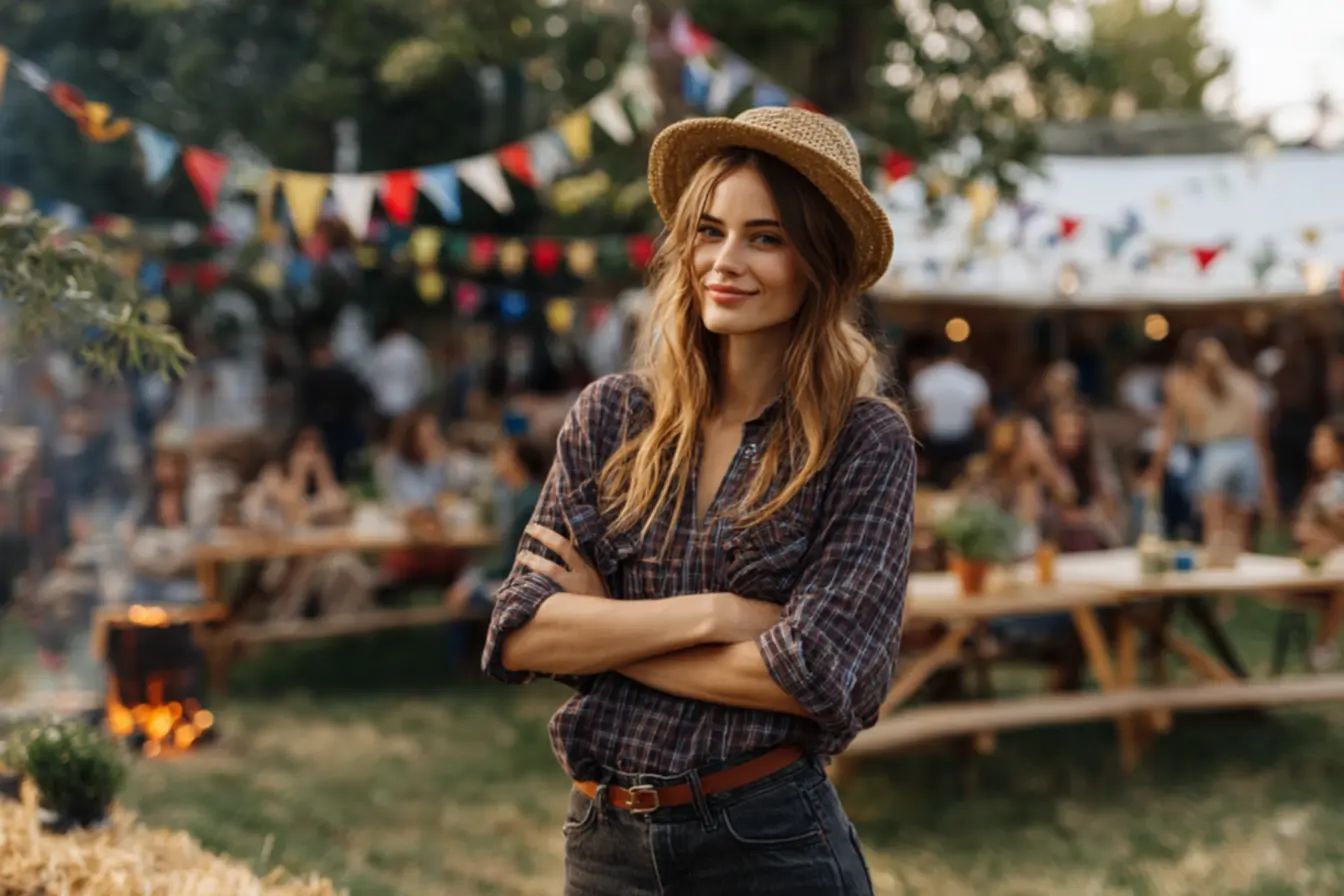 Diferentes modelagens de calça jeans feminina para Festa Junina elegante