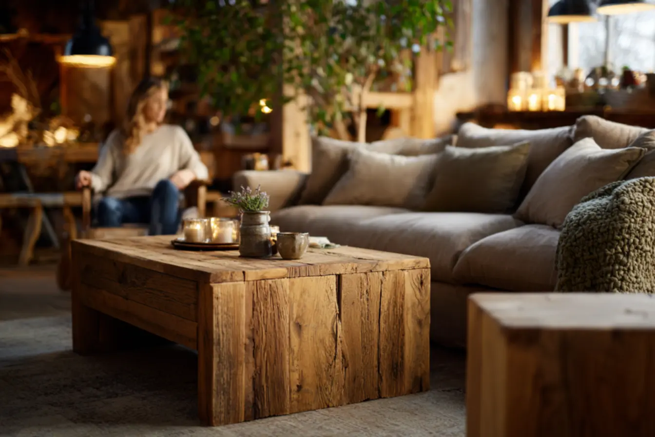 mesa de jantar rústica como peça protagonista da decoração