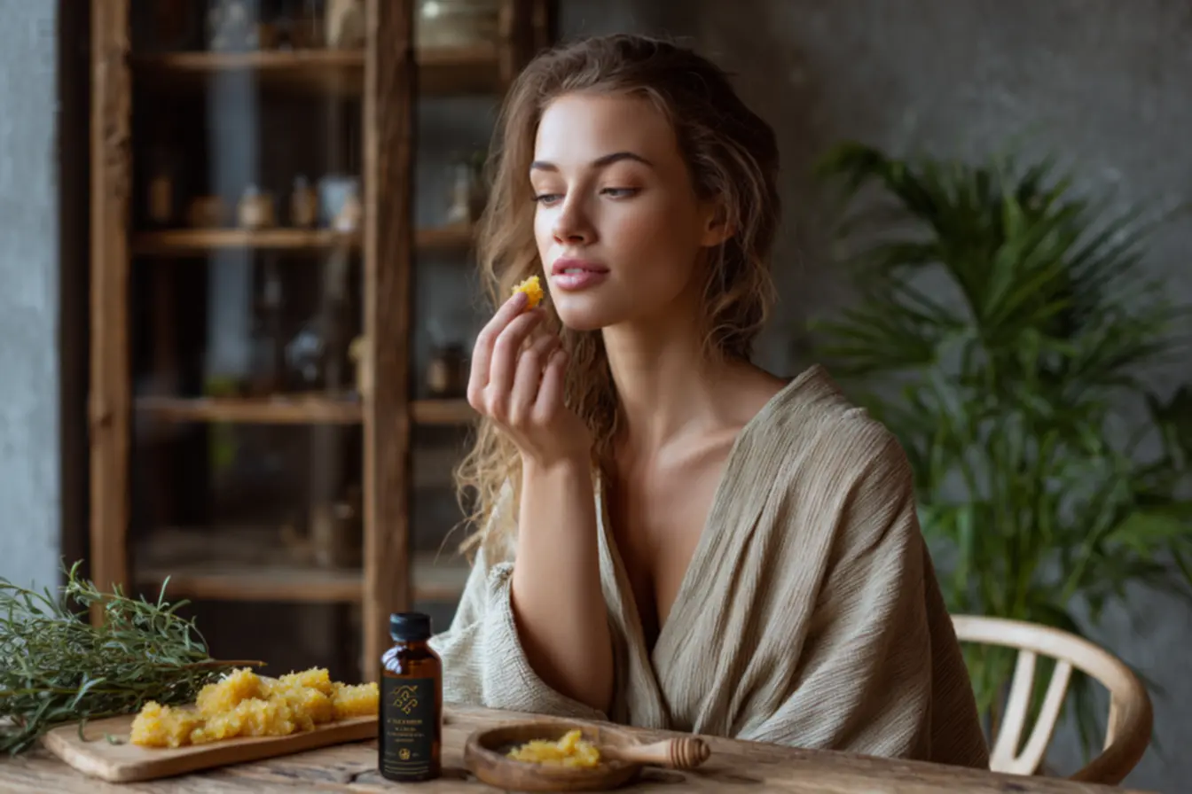 Textura ideal de esfoliante labial natural com açúcar óleo vegetal e mel