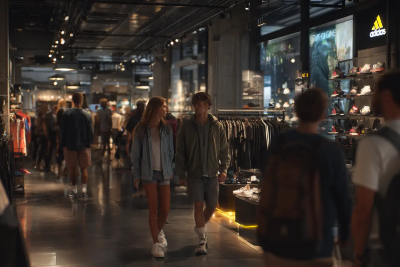 Provadores amplos e área de circulação confortável na adidas Shopping Eldorado