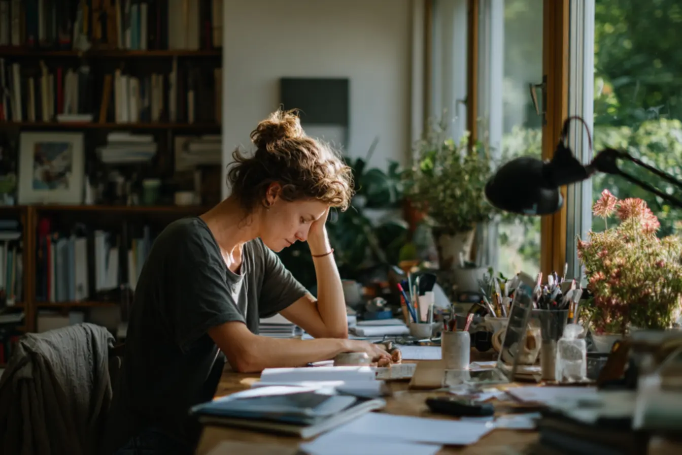campo de visão organizado na mesa de trabalho com zona de apoio lateral