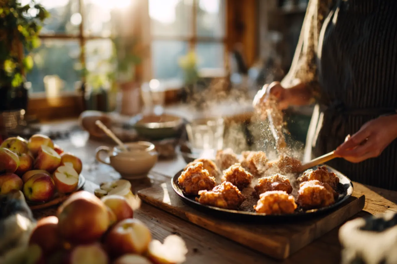 Massa de bolinho de maçã no ponto certo antes da fritura