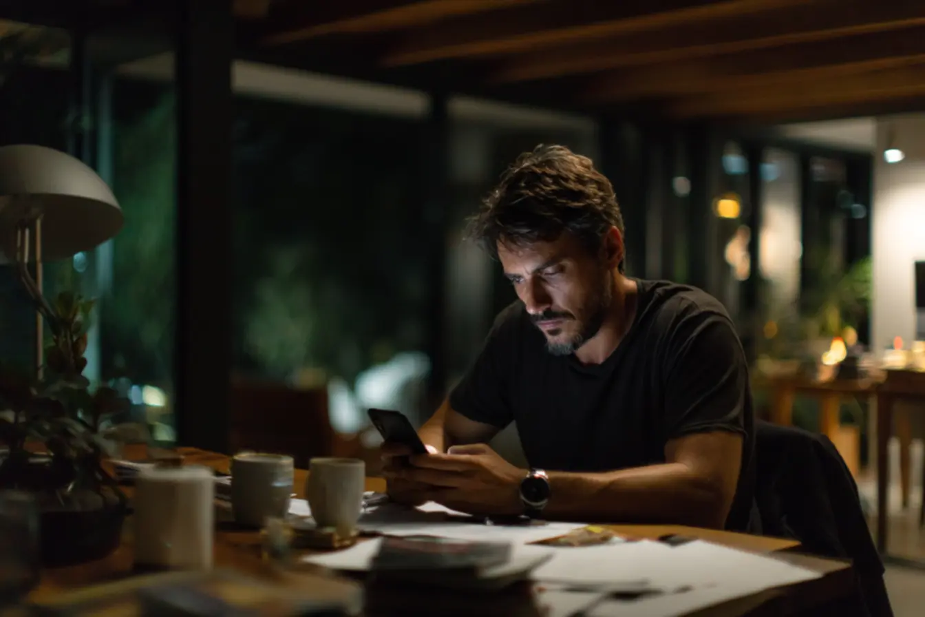 Mãos segurando um celular com várias notificações pop-up, ilustrando a sobrecarga de informações e a dificuldade de manter o foco. LSI: Sinais de vício em celular, impacto das notificações, rotina fragmentada, sobrecarga de atenção. NÃO SE ESQUEÇA DE POSICIONAR TODAS AS IMAGENS DISPONIVEIS, AO LONGO DE TODO O TEXTO, DE MANEIRA APROXIMADAMENTE UNIFORME. SEM REPETIR NENHUMA