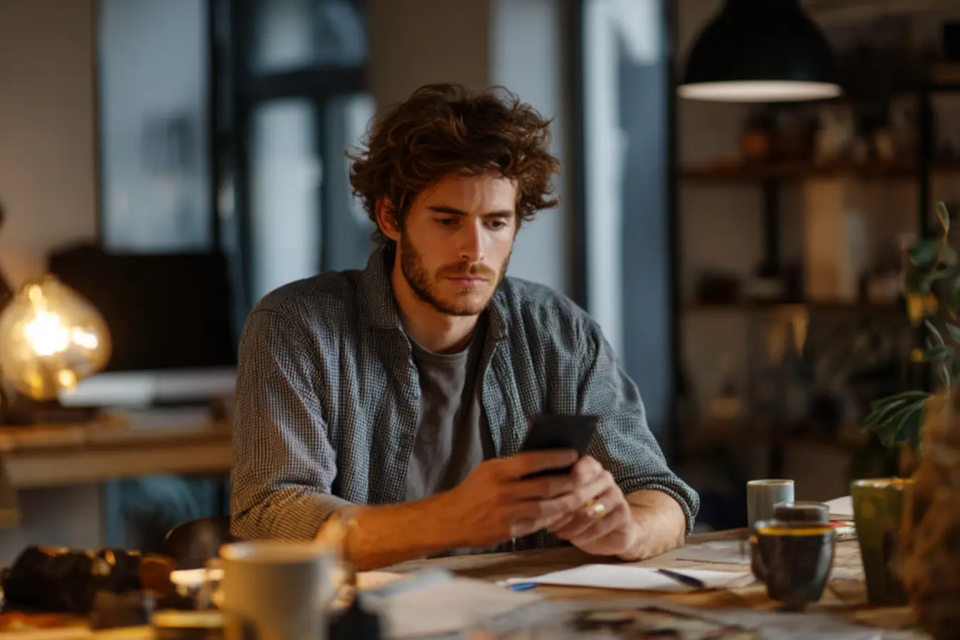 Pessoa concentrada em uma tarefa no notebook, com ícones de notificações em segundo plano, mas sem interrupção. LSI: Bloqueio de notificações, método de foco, produtividade intencional, gerenciamento de tempo, atenção plena.
