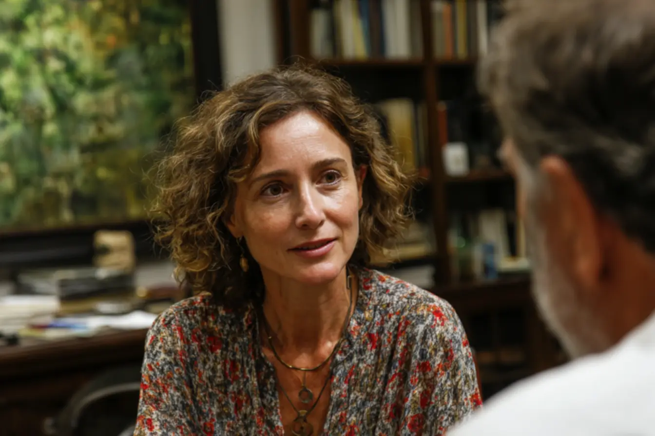 Duas pessoas conversando em um ambiente de trabalho, simbolizando a importância de iniciar conversas com clareza e respeito.