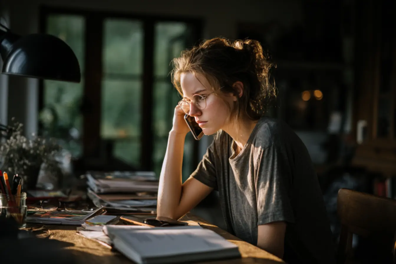 Mãos de pessoa em postura de gratidão e bem-estar, simbolizando a paz de espírito com menos estímulos.