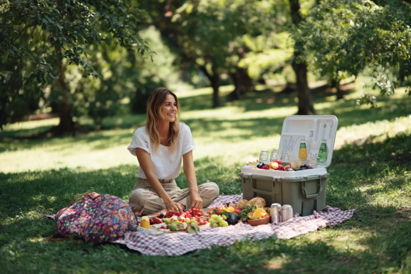 Bolsa térmica leve em piquenique rápido no parque