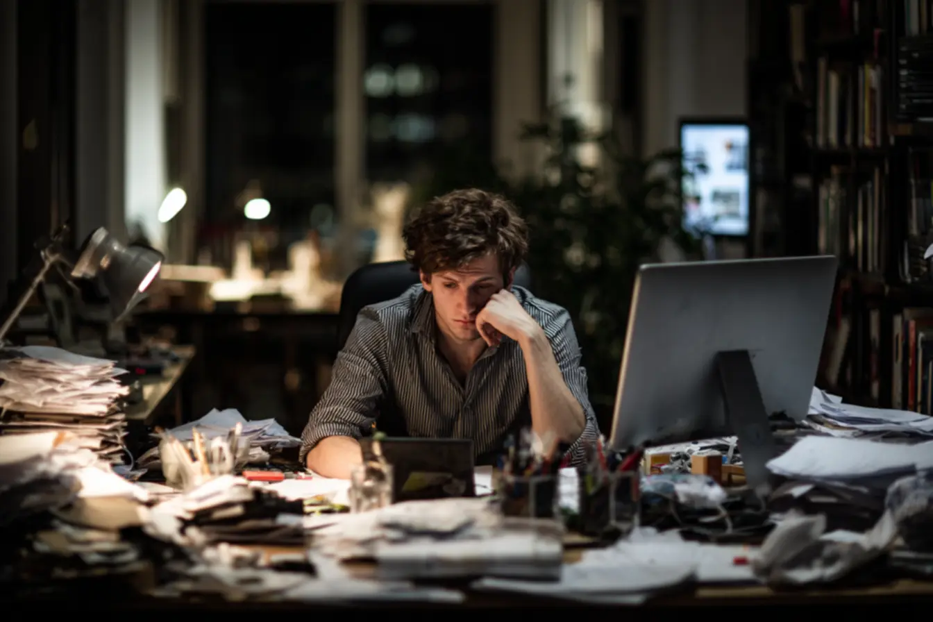 Mulher com muitas decisões na cabeça, sobrecarga de informações e escolhas