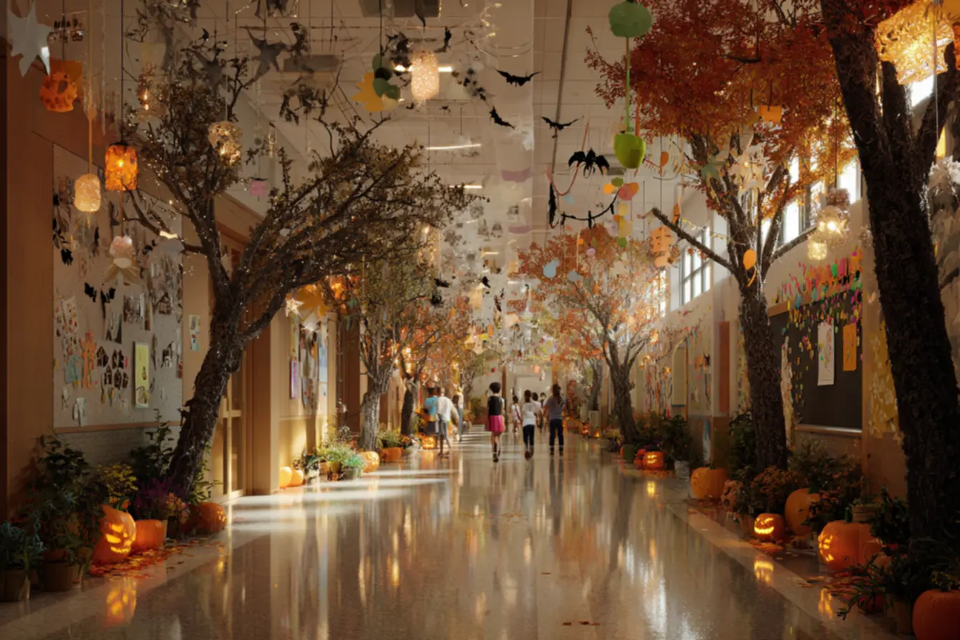 Cantinhos temáticos de Halloween dentro da sala de aula para aprendizagem lúdica