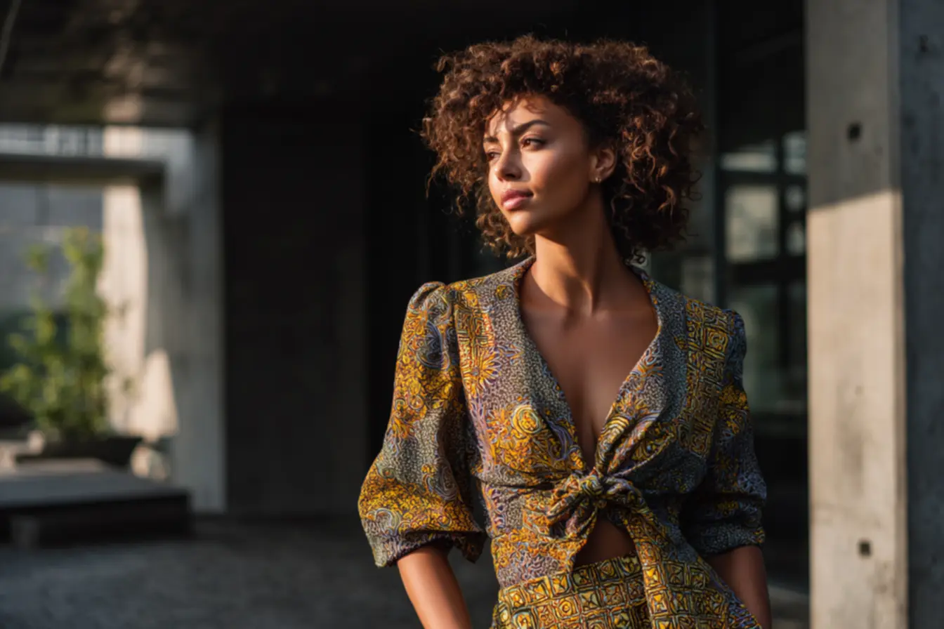 Mulher negra expressando estilo Afropaty com identidade, ancestralidade e elegância