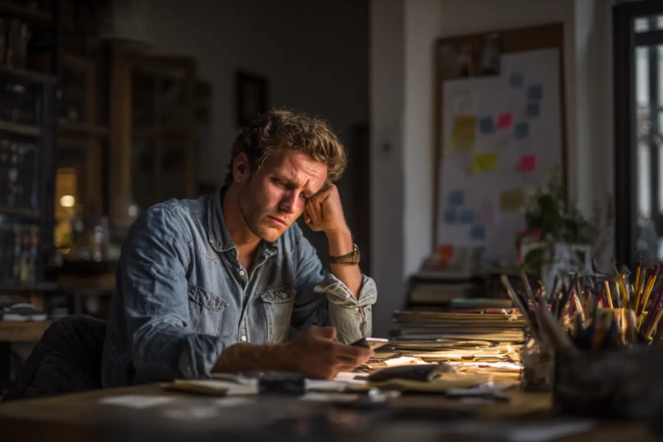 Controle da atenção no dia a dia: Indivíduo gerenciando seu tempo e suas ferramentas digitais para evitar distrações, simbolizando a importância de filtrar estímulos para manter o foco.