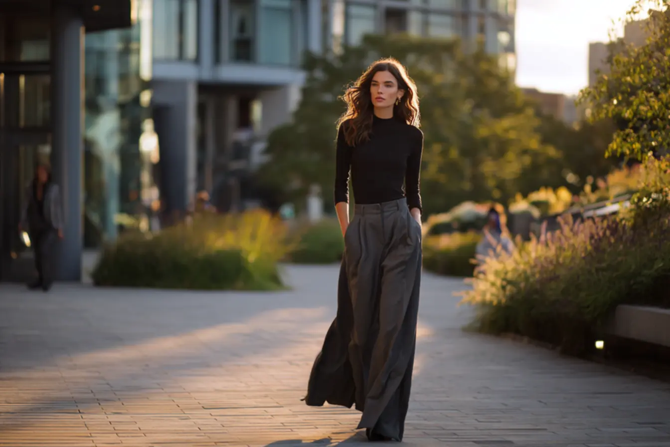 Combinações de blusas com calça pantalona para equilibrar proporções