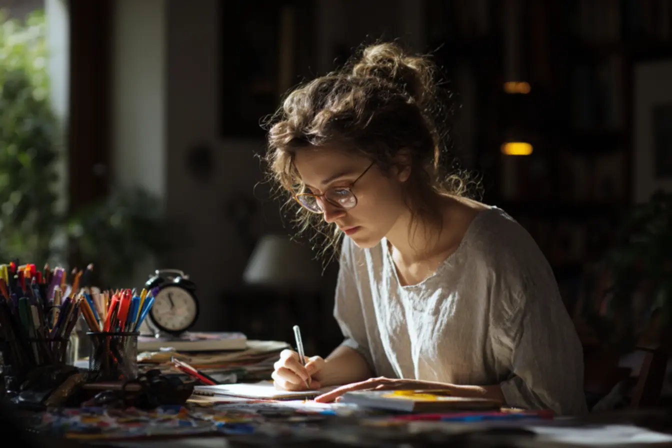 Homem analisando gráficos e anotações, demonstrando como o registro diário de desempenho ajuda a criar um ciclo de aprendizado.