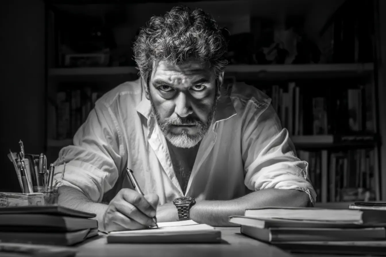 Mesa de trabalho organizada para a escrita, mostrando a consistência e o ambiente preparado.