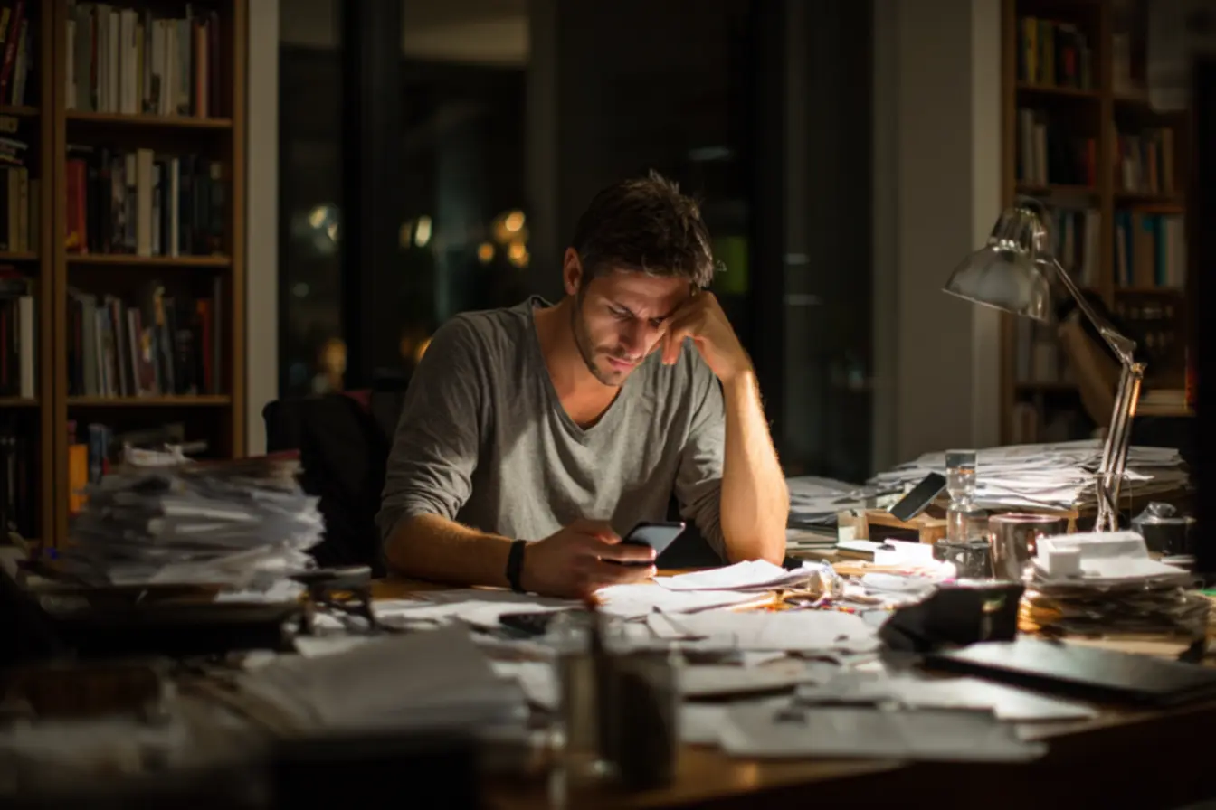 Ciclo de distração gerado por notificações silenciosas ao lado do local de trabalho