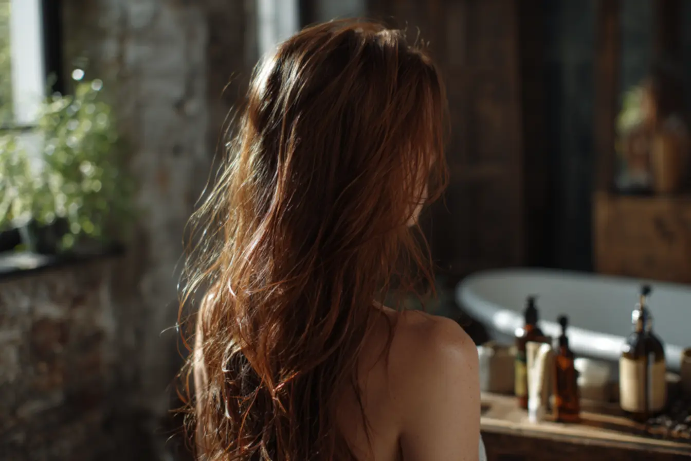 Pré-shampoo caseiro protegendo os fios antes da lavagem para reduzir frizz e ressecamento