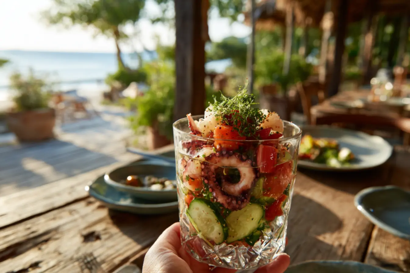 Frutos do mar cozidos e resfriados para coquetel refrigerado