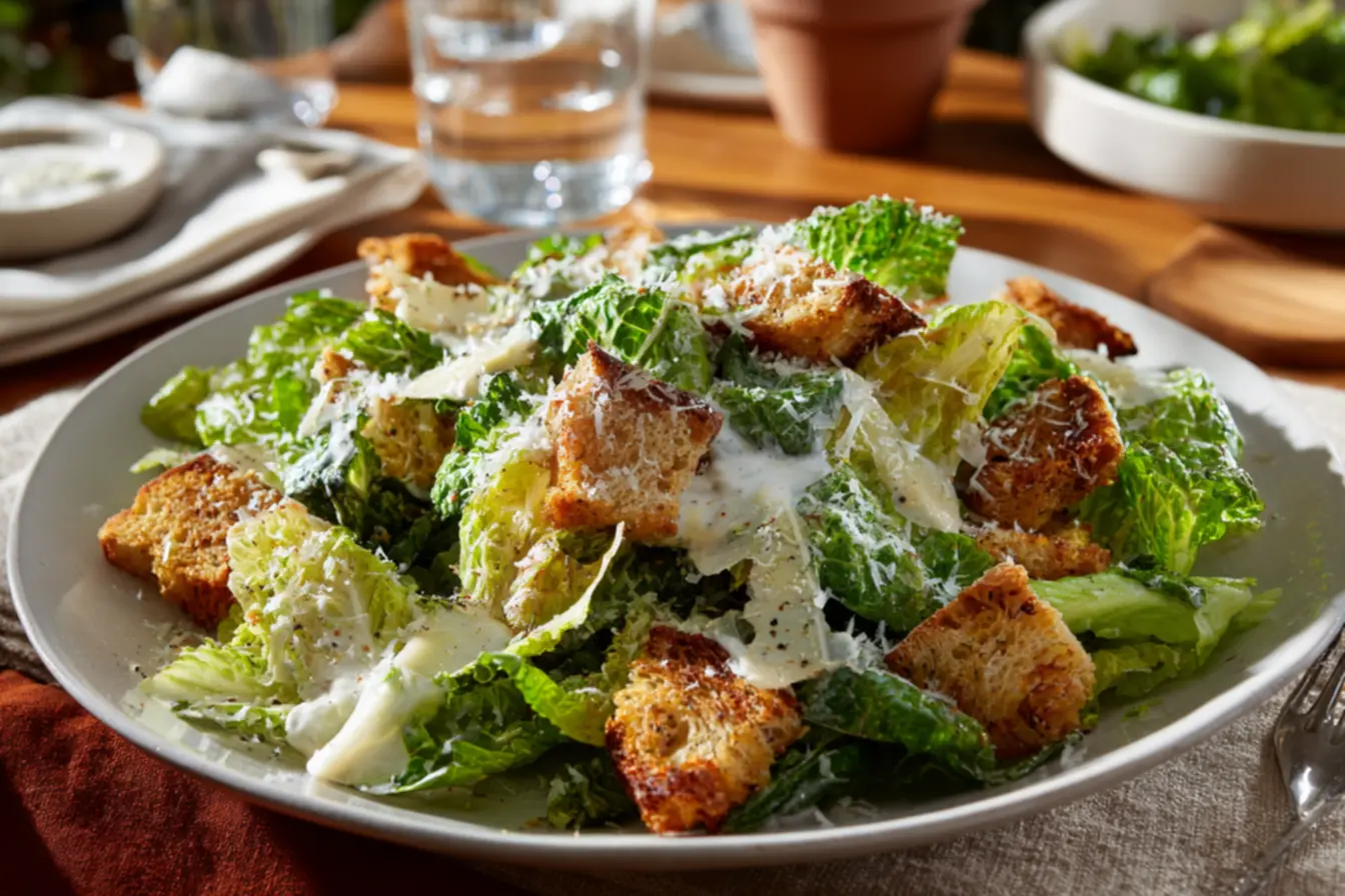 Salada Caesar cremosa e crocante para almoço de domingo em família