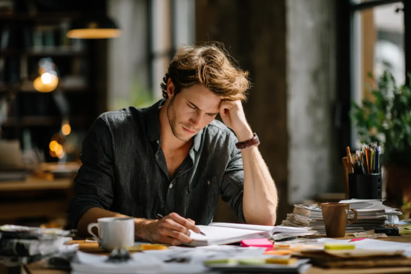 Pessoa focada em uma única tarefa, evitando revisar tarefas várias vezes e a procrastinação