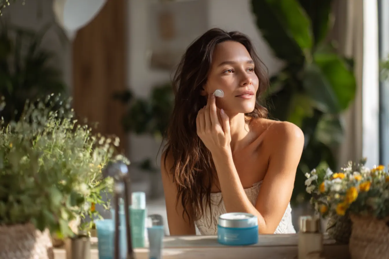 passo a passo de rotina de skincare diurna e noturna com produtos de farmácia