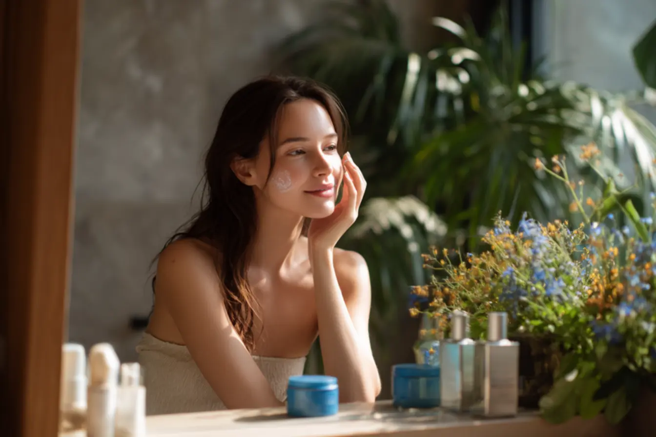 rotina acessível de cuidados com a pele usando produtos de farmácia para hidratação e viço natural