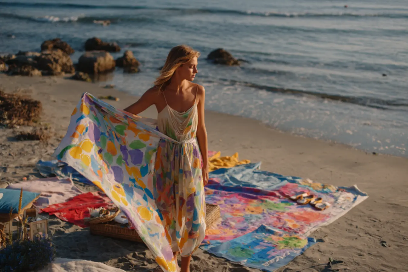 Canga de praia com limão em tamanho grande usada na areia e como saída de praia