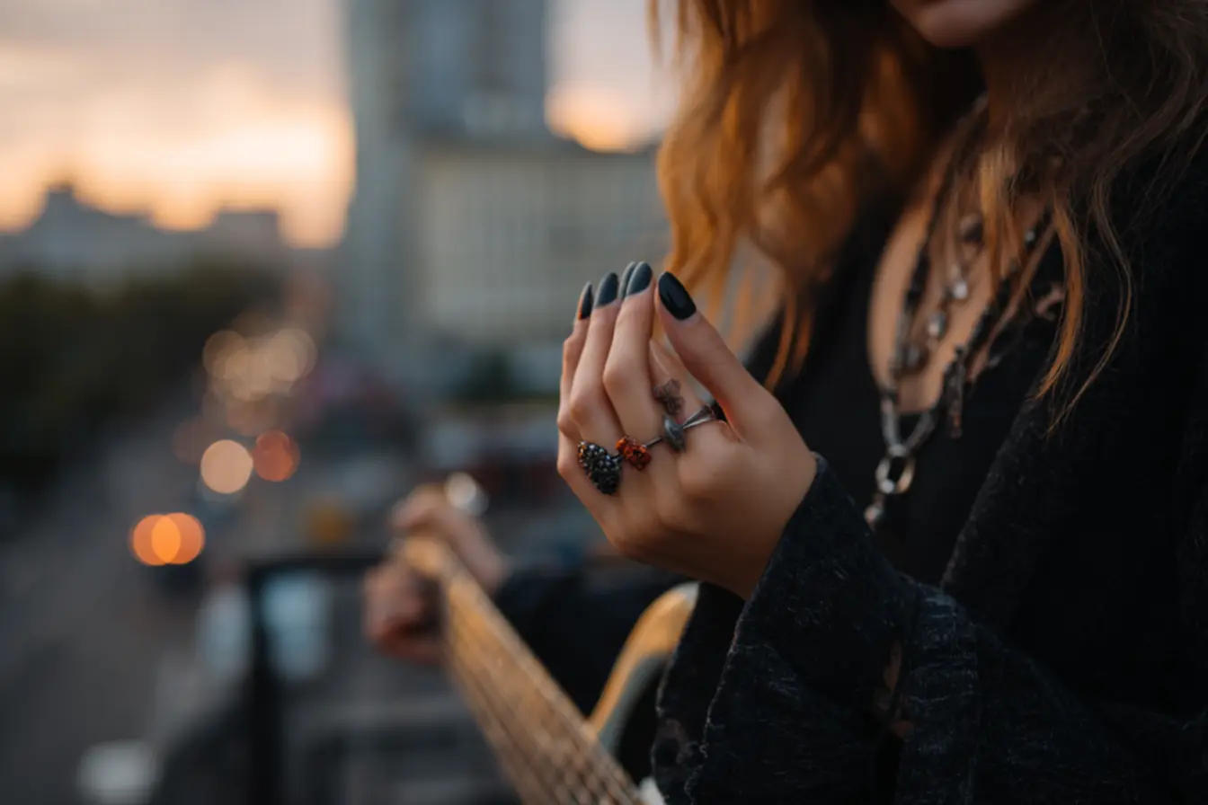Formatos de unhas rock como stiletto, coffin e almond para visual de atitude