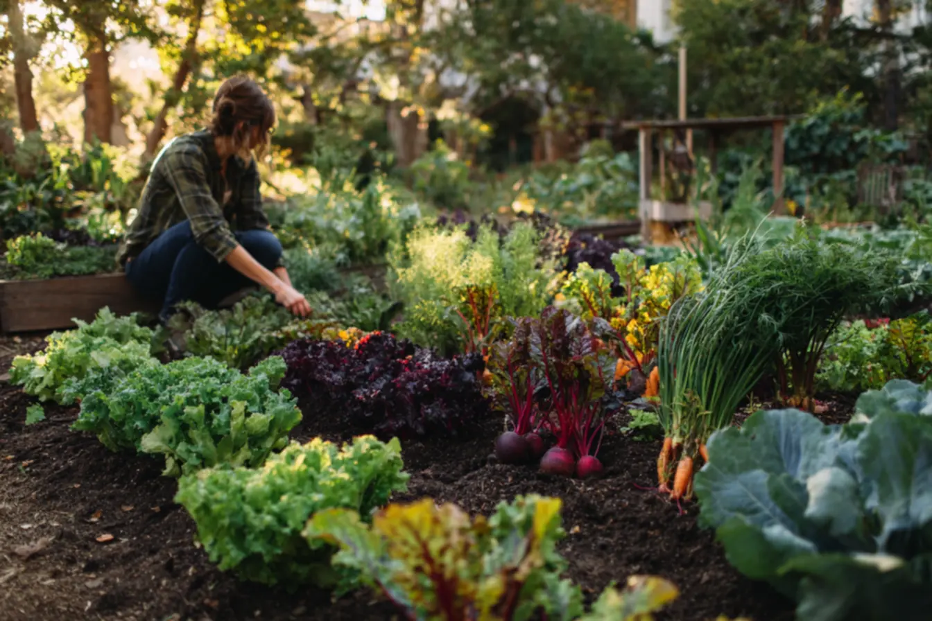 Vegetais tradicionais de outono cultivados em hortas domésticas urbanas