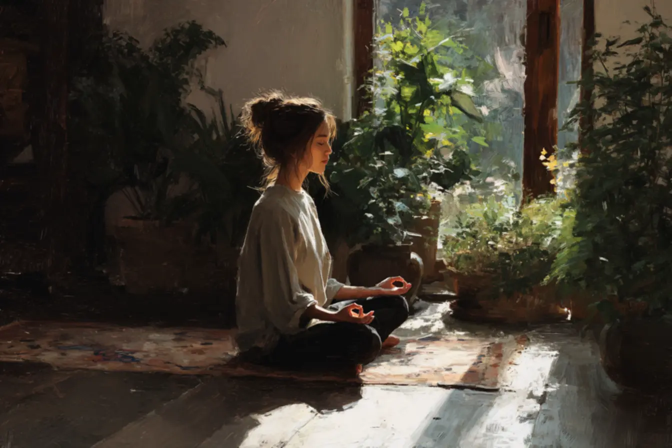 Mini ritual de meditação diária com pausa consciente de 5 minutos