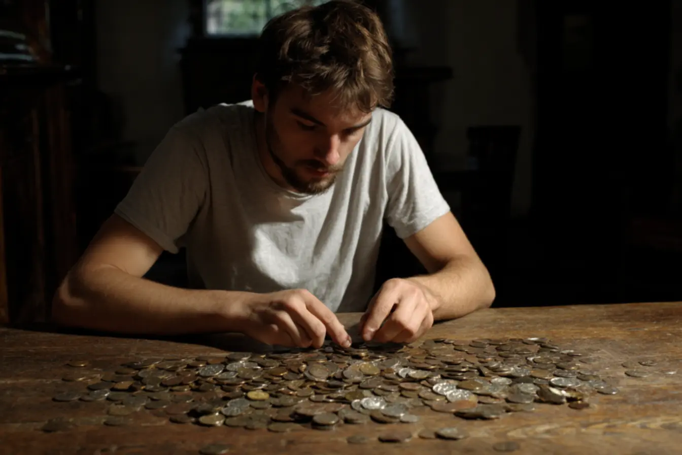 Moeda de 50 centavos de 2002 com reverso horizontal e defeito raro