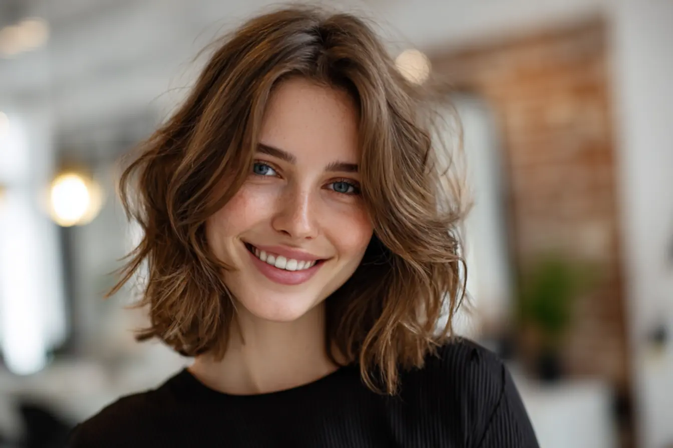 Corte médio desfiado com camadas leves para sensação de leveza imediata