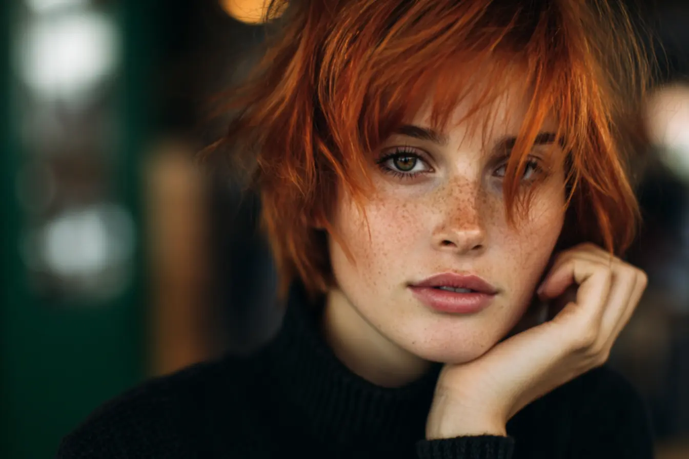 Tons de ruivo curto combinando com diferentes tons de pele feminina