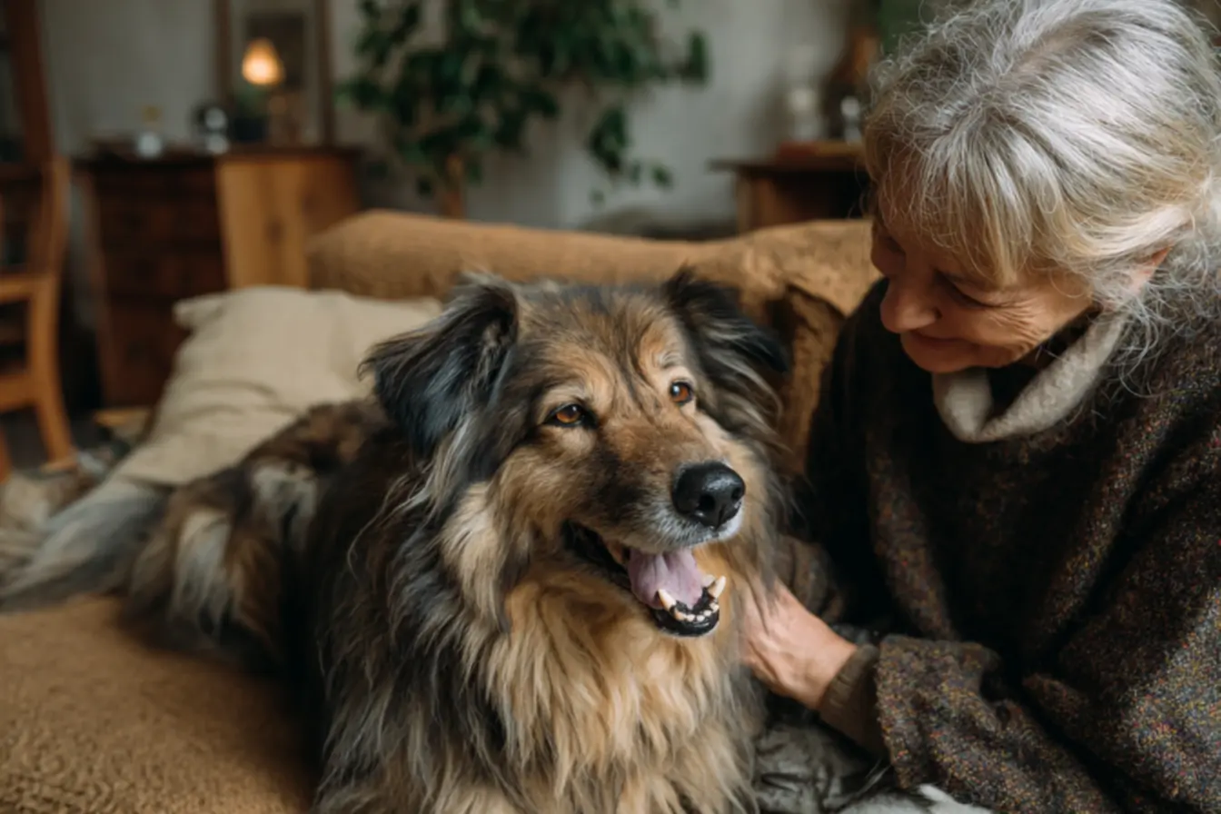 Dentição do cachorro sendo examinada para calcular a idade em anos humanos