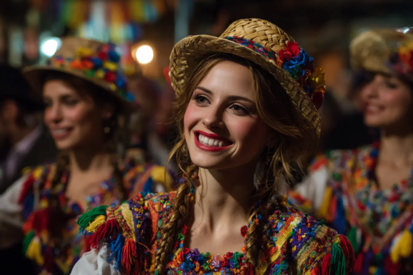 Celebração junina com mistura de culturas brasileiras e tradições europeias