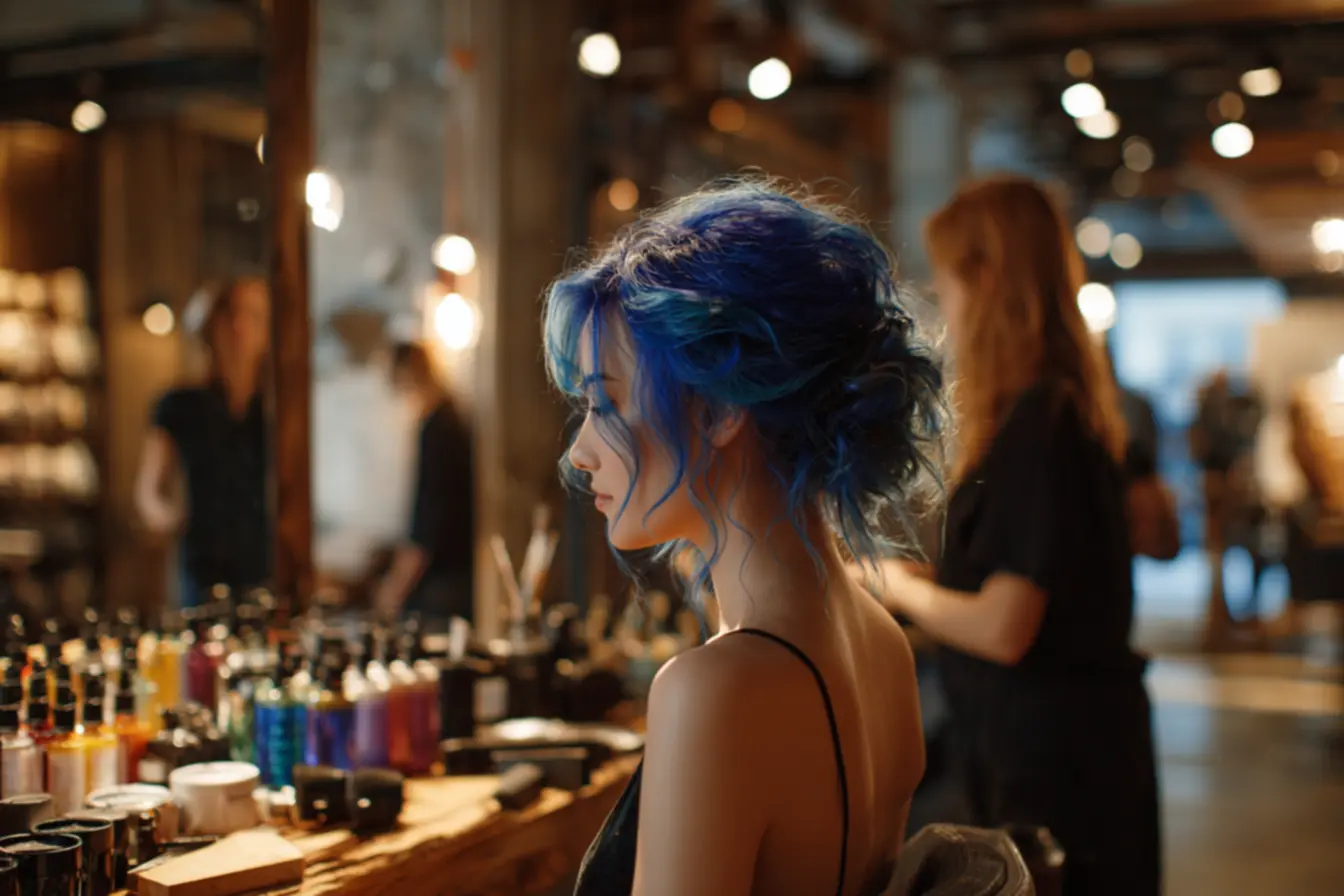 Processo de descoloração e preparação da base loira para aplicar azul fantasia