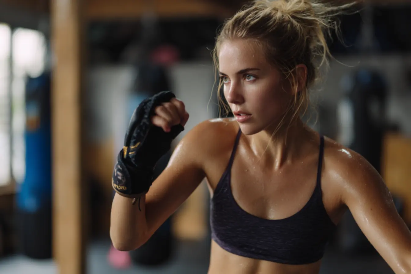 Comparação entre luvas femininas para muay thai e boxe em diferentes tipos de treino