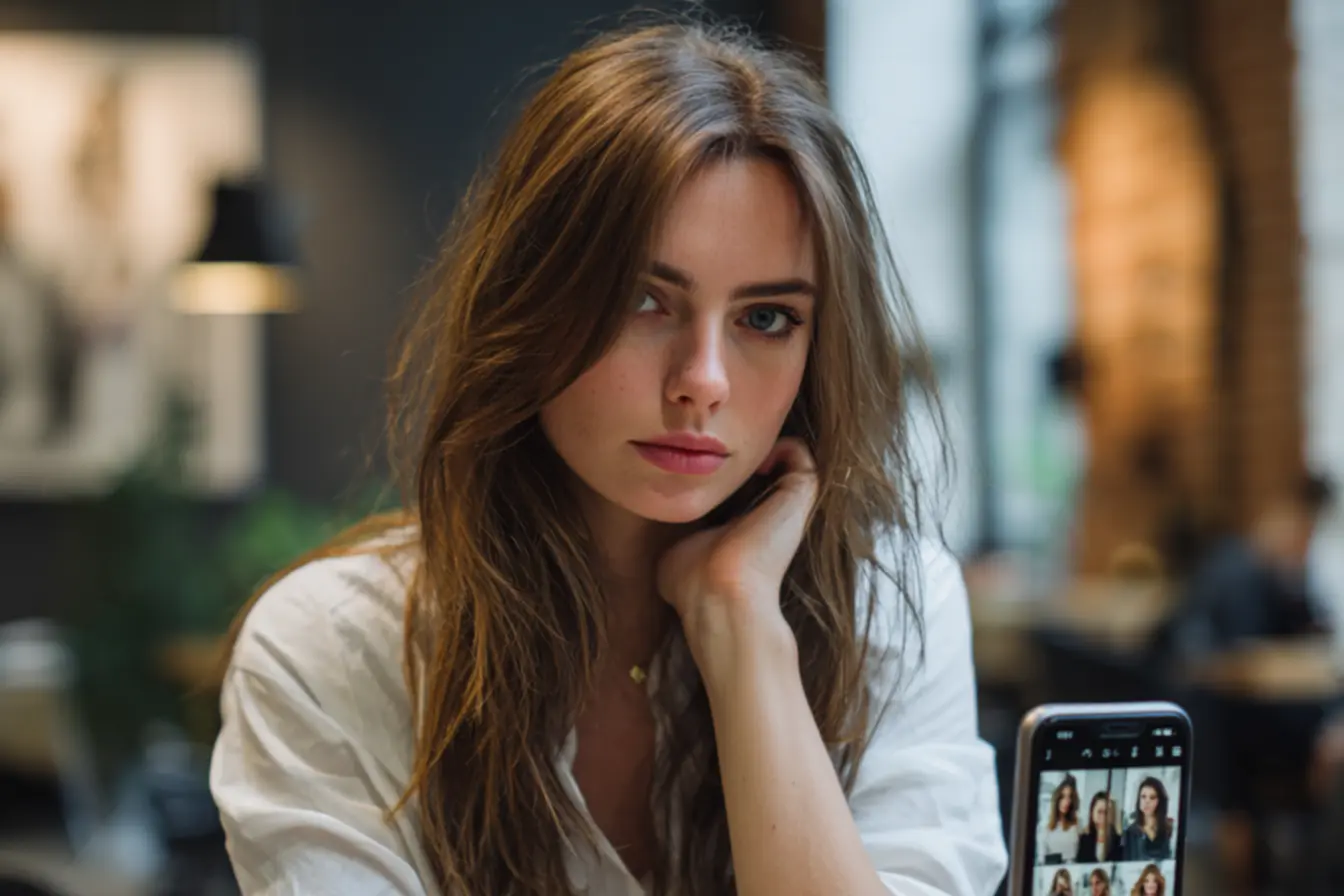 Aplicativo com biblioteca de cortes e cores para cabelos femininos