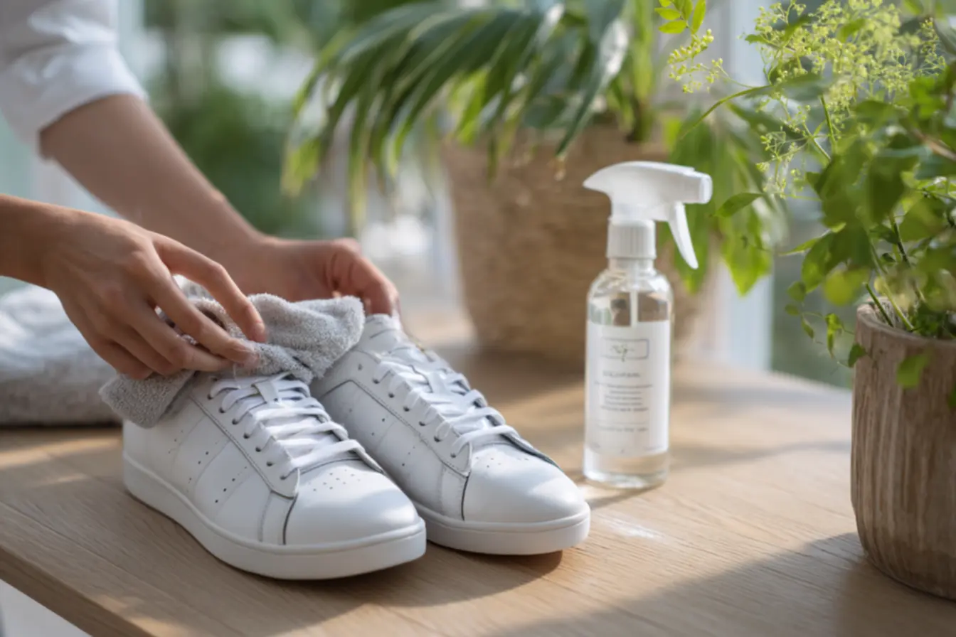 Cuidado manual ao lavar tênis branco fora da máquina de lavar para evitar danos